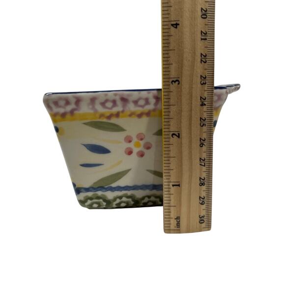 TEMPTATIONS by Tara Old World Ramekins 10oz Square Floral Blue Ovenware Set of 2 - Picture 12 of 12